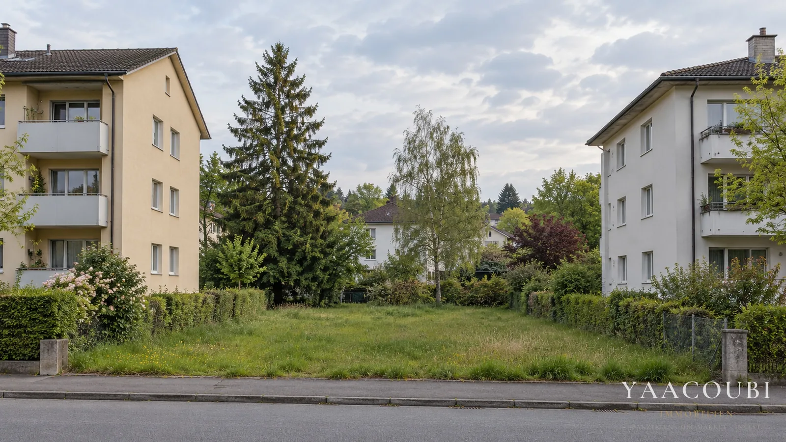 Unbebautes Grundstück zwischen zwei Mehrfamilienhäusern