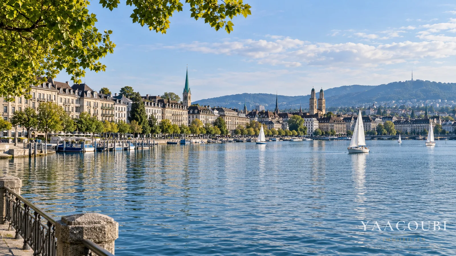 Blick über den See auf Zürich