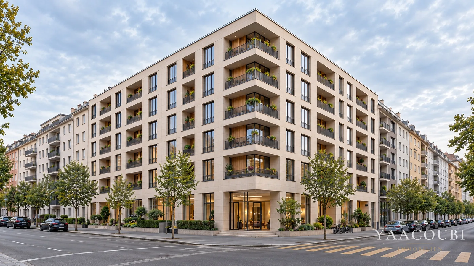 Neues Wohnhaus an einer Strassenecke