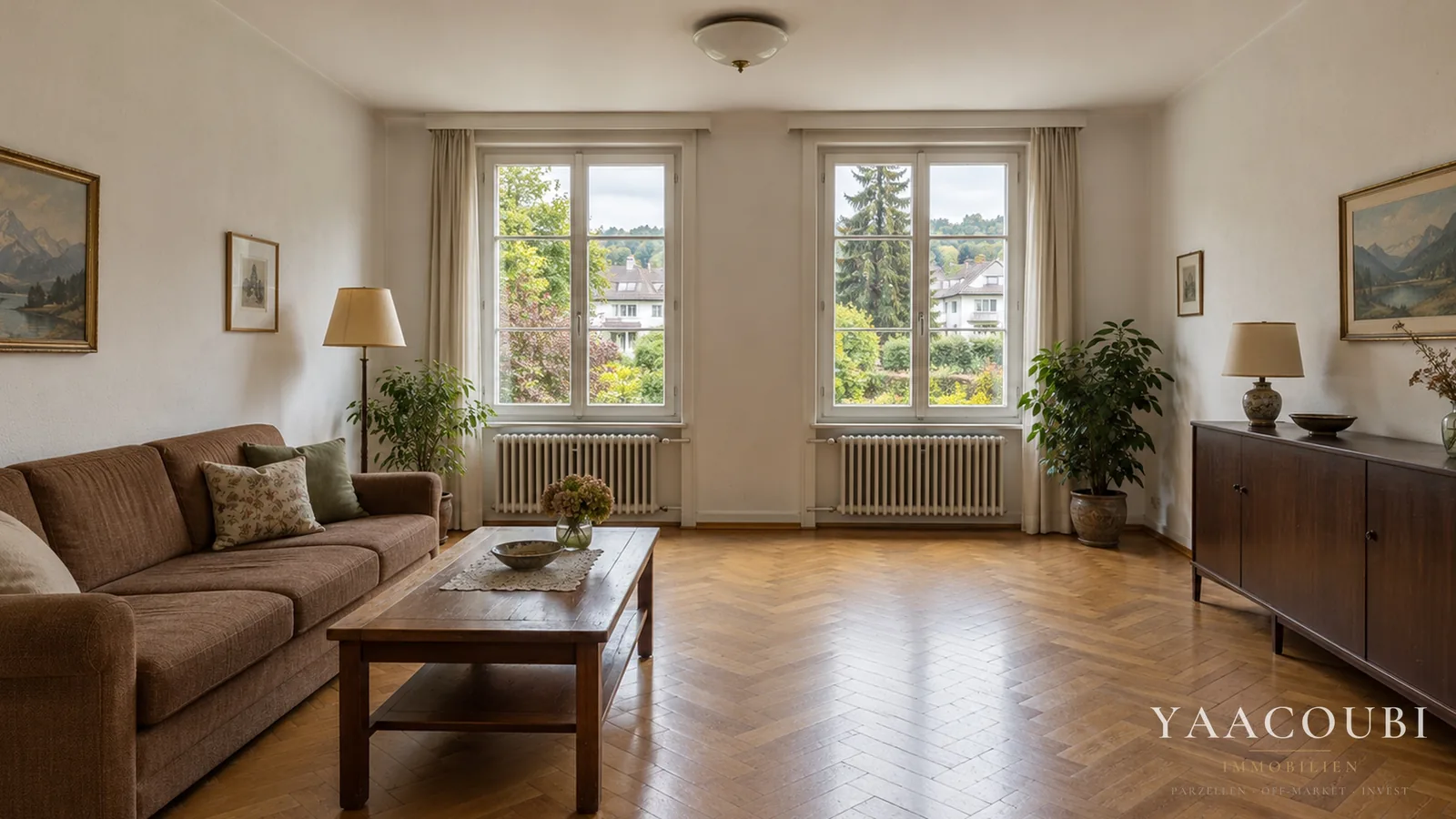 Wohnzimmer einer Altbauwohnung, Heute