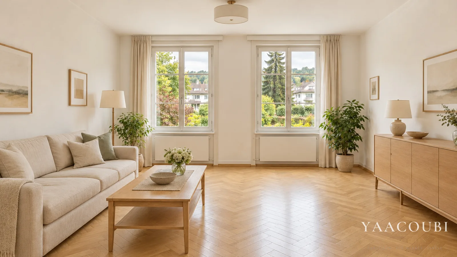 Wohnzimmer einer Altbauwohnung, Nach der Erneuerung